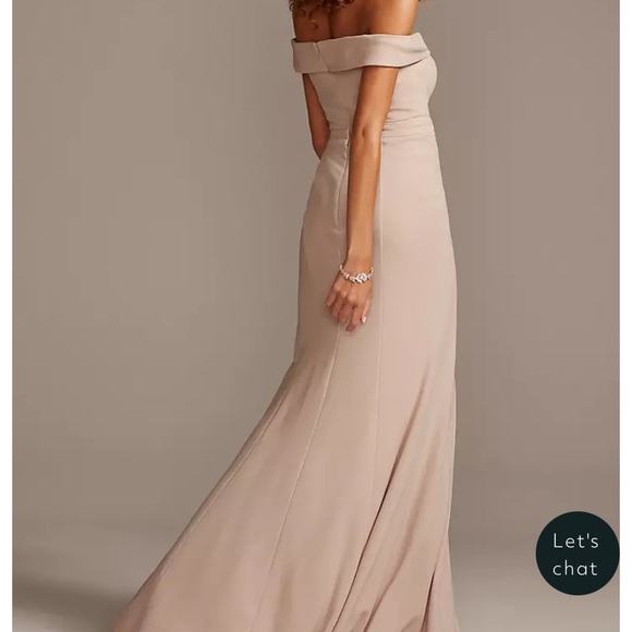 David’s Bridal | Stretch Crepe Off-the-Shoulder Bridesmaid Dress - Picture 3 of 7